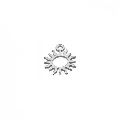 BeadsBalzar Beads & Crafts 1 MICRON RHODIUM PLATED Silver 925 6.9x9mm Hollow Sun pendants