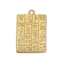 BeadsBalzar Beads & Crafts 24KT GOLD PLATED (GQ6654A-6PC) (GQ6654X-6PC) Rectangular Alloy motif with hieroglyphics 25mm pendant (6 PCS)