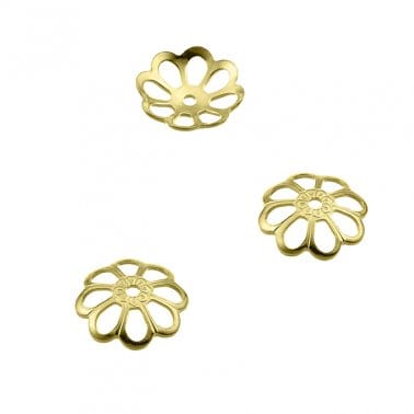 BeadsBalzar Beads & Crafts 3 MICRON GOLD PLATED Silver 925 8.5mm Flower caps
