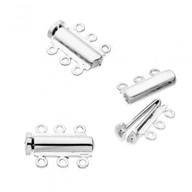 BeadsBalzar Beads & Crafts (925-G57-S) SILVER 925 19,3MM 3-RING MULTI-ROW CLASP FOR CORD (1 SET)