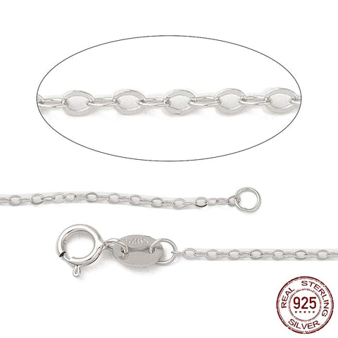 BeadsBalzar Beads & Crafts (925P-N9147-RP) Rhodium Plated 925 Sterling Silver Necklaces,Thin Chain, Platinum, 45cm (1 PC)