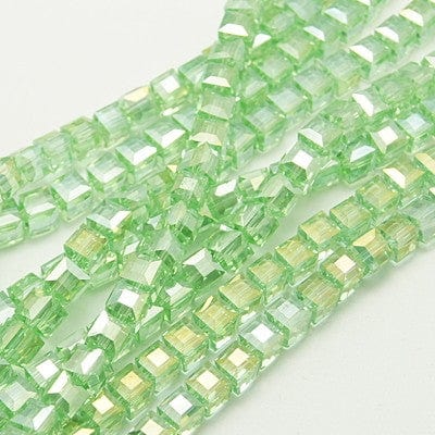BeadsBalzar Beads & Crafts AB LIGHT GREEN (BE9023-33) (BE9023-X) Electroplate Glass Bead Strands, Faceted, Cube, 6mm (1 STR)