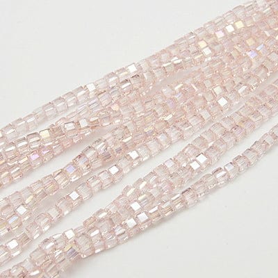 BeadsBalzar Beads & Crafts AB PINK (BE9023-32) (BE9023-X) Electroplate Glass Bead Strands, Faceted, Cube, 6mm (1 STR)