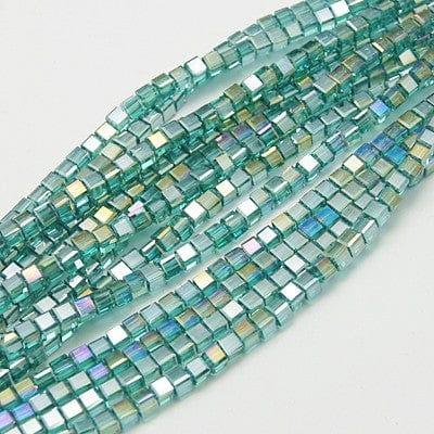 BeadsBalzar Beads & Crafts AB TURQUOISE (BE9023-53) (BE9023-X) Electroplate Glass Bead Strands, Faceted, Cube, 6mm (1 STR)
