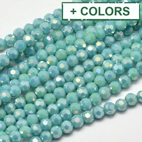 BeadsBalzar Beads & Crafts (BE8038-02) Faceted Round Full Rainbow Plated Electroplate Glass Beads 4mm (1 STR)