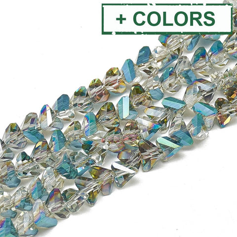 BeadsBalzar Beads & Crafts (BE8965-X) Electroplate Glass Beads, Faceted Triangle, Dark Turquoise 6x5x4mm (1 STR)