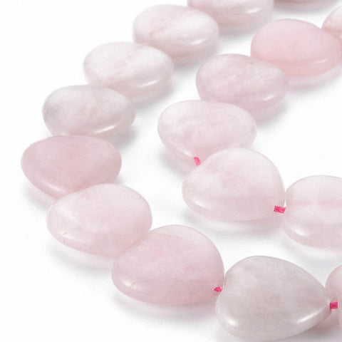 BeadsBalzar Beads & Crafts (BG8858-R) Natural Rose Quartz, Heart, 24~25x25x9.5mm (2 PCS)
