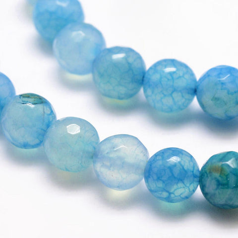 BeadsBalzar Beads & Crafts (BG9135-11A) Natural Crackle Agate Beads, Round, Faceted, Dyed & Heated, 8mm (1 STR)