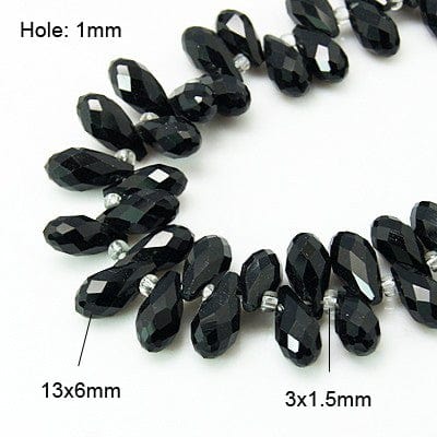 BeadsBalzar Beads & Crafts BLACK (BD9039-14) (BD9039-14) Crystal Glass Beads , Faceted, Teardrop, 6x13mm (1 STR)