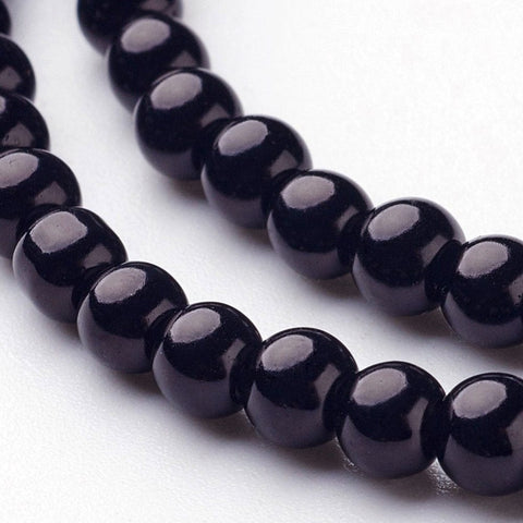 BeadsBalzar Beads & Crafts BLACK (BP1374-B20) (BP1374-X) Glass Pearls 4mm (1 STR)