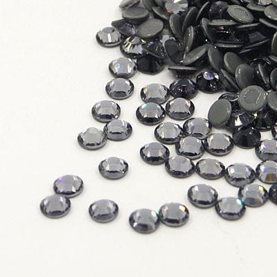 BeadsBalzar Beads & Crafts BLACK DIAMOND (RH9191-215) (RH9191-X) Glass Hotfix Rhinestone, Flat Back & Faceted, Half Round, 4.6-4.8mm (200 PCS)