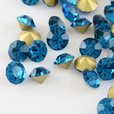 BeadsBalzar Beads & Crafts BLUE ZIRCON (CR9071-11A) (CR9071-X) Grade A Glass Pointed Back Chaton Rhinestones, Back Plated, Diamond, about 4.0~4.2mm (+-100PCS)