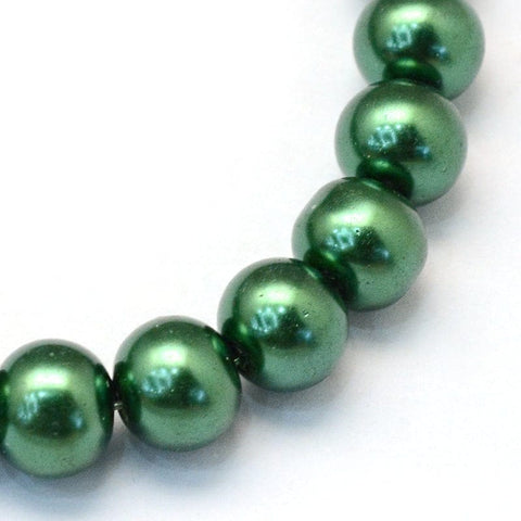 BeadsBalzar Beads & Crafts (BP9179-71) Baking Painted Glass Pearl Bead Strands, Pearlized, Round, Green Size: about 3~4mm (1 STR)