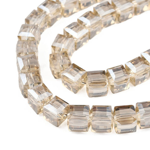 BeadsBalzar Beads & Crafts BURLYWOOD (BE9023-07) (BE9023-X) Electroplate Glass Bead Strands, Faceted, Cube, 6mm (1 STR)
