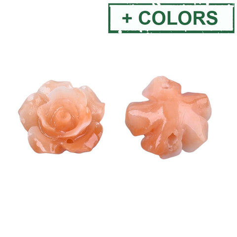 BeadsBalzar Beads & Crafts (CF7493-X) Synthetic Coral Beads, Dyed, Flower, Rosy Brown 12x7mm (6 PCS)
