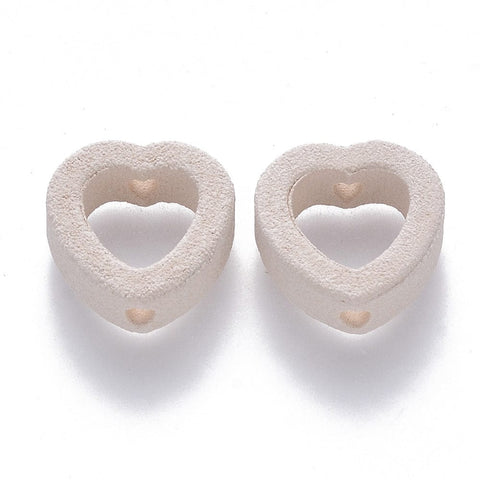 BeadsBalzar Beads & Crafts (CH8993-B04) Porcelain Bead Frame Beads, Frosted, Heart, 15mm (4 PCS)