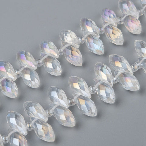 BeadsBalzar Beads & Crafts CLEAR AB (BD9039-01) (BD9039-14) Crystal Glass Beads , Faceted, Teardrop, 6x13mm (1 STR)