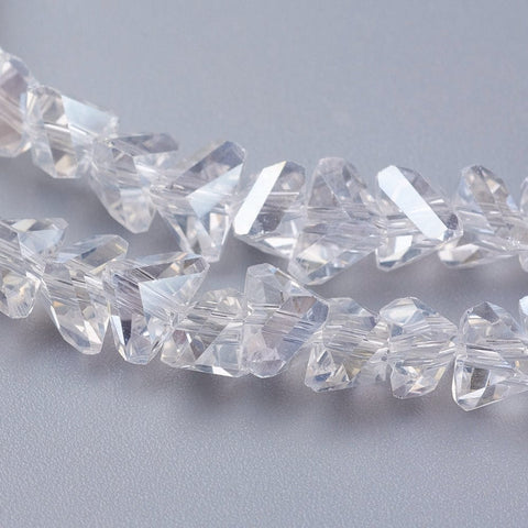 BeadsBalzar Beads & Crafts CLEAR AB (BE8966-AB01) (BE8966-X) Transparent Glass Beads, Faceted, Triangle, 5x4.5x6mm (1 STR)