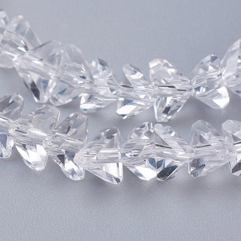 BeadsBalzar Beads & Crafts CLEAR (BE8966-NB01) (BE8966-X) Transparent Glass Beads, Faceted, Triangle, 5x4.5x6mm (1 STR)
