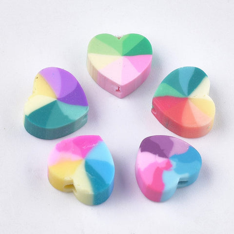 BeadsBalzar Beads & Crafts (CR9131-M)  Polymer Clay Beads, Heart, Mixed Color 9~10mm (30 PCS)