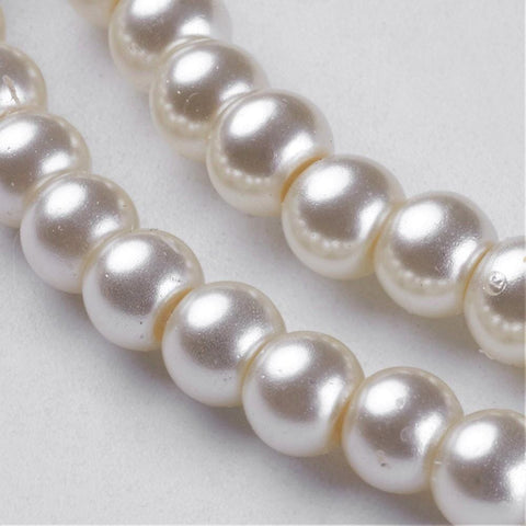 BeadsBalzar Beads & Crafts CREAMY WHITE (BP1374A) (BP1374-X) Glass Pearls 4mm (1 STR)
