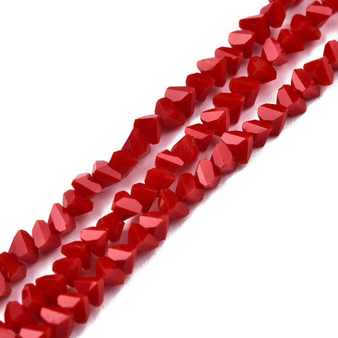 BeadsBalzar Beads & Crafts DARK RED (BE8967-A02) (BE8967-X) Opaque Solid Color Glass Beads, Faceted Triangle, 3x2x2mm (1 STR)