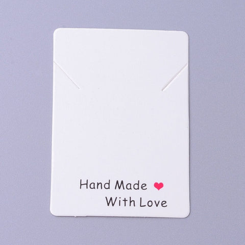 BeadsBalzar Beads & Crafts (DC8754-11B) Cardboard Necklace Display Cards, Phrase Hand Made with Love, White 5x6.95cm (20 PCS)