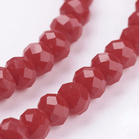 BeadsBalzar Beads & Crafts FIREBRICK (BE2822-29) (BE2822-11) Imitation Jade Glass Beads Faceted, Rondelle 3.5x2.5~3mm (1 STR)
