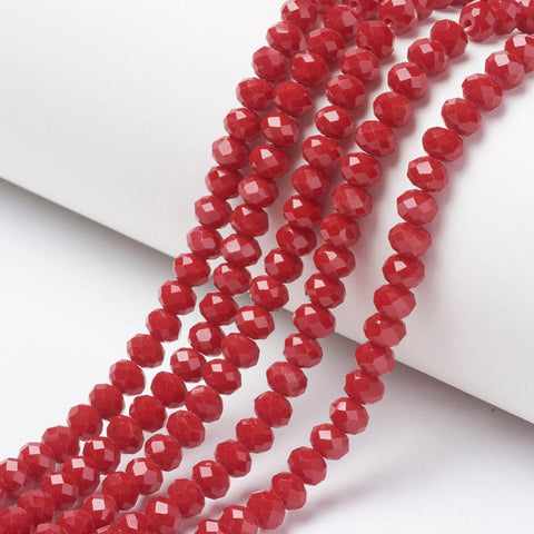BeadsBalzar Beads & Crafts FIREBRICK (BE7914-D02) (BE7914-X) Opaque Glass beads, Faceted, Rondelle, 4x3mm (1 STR)