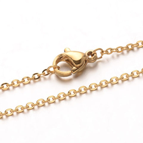 BeadsBalzar Beads & Crafts GOLDEN (SN8500-01G-3PC) (SN8500-X-3PC) 304 Stainless Steel Cable Chain Necklace (50cm)  (3 PC)