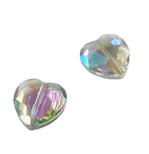 BeadsBalzar Beads & Crafts (HE8856-01) Transparent Electroplate Glass, Faceted, Half Plated, Heart, Dark Slate Blue (5 PCS)