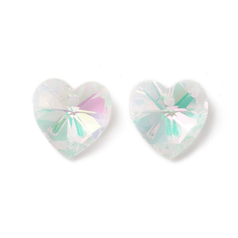 BeadsBalzar Beads & Crafts (HE8886-B12) Faceted Glass Charms, Heart, Back Plated, 14x14x7.5mm (10 PCS)