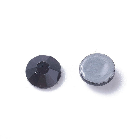 BeadsBalzar Beads & Crafts JET (RH9192-280) (RH9192-X) Glass Hotfix Rhinestone, Flat Back & Faceted, Half Round, Crystal 6.3~6.5mm (100 PCS)