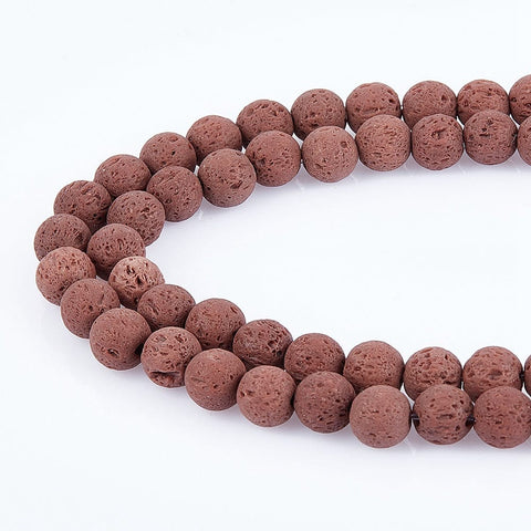BeadsBalzar Beads & Crafts (LB5863) Natural Lava Beads Strands, Dyed, Round, Cerise Size: about 8~8.5mm
