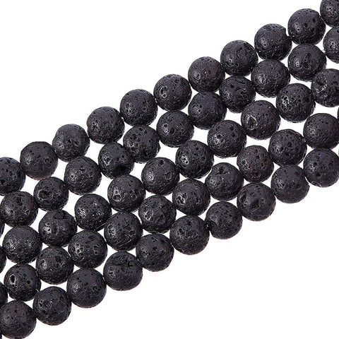 BeadsBalzar Beads & Crafts (LB8850-X) Synthetic Lava Rock Beads Strands, Dyed, Round, Black (1 STR)