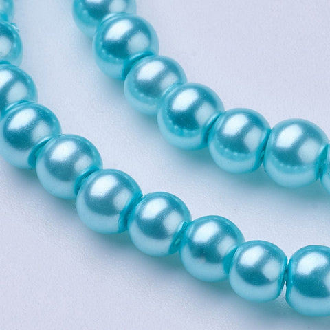BeadsBalzar Beads & Crafts LIGHT CYAN (BP1374-B12) (BP1374-X) Glass Pearls 4mm (1 STR)