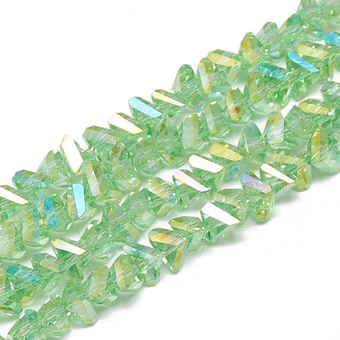 BeadsBalzar Beads & Crafts LIGHT GREEN (BE8965-A02) (BE8965-X) Electroplate Glass Beads, Faceted Triangle, Dark Turquoise 6x5x4mm (1 STR)