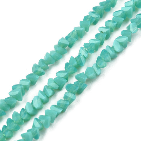 BeadsBalzar Beads & Crafts MED.TURQUOISE (BE8967-A09) (BE8967-X) Opaque Solid Color Glass Beads, Faceted Triangle, 3x2x2mm (1 STR)
