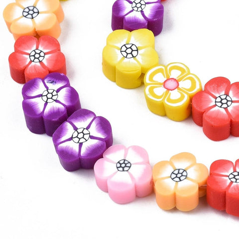 BeadsBalzar Beads & Crafts MIX (CF9140-F) (CF9140-X) Polymer Clay Beads, Flower, Indian Red, 8~10mm (40 PCS)