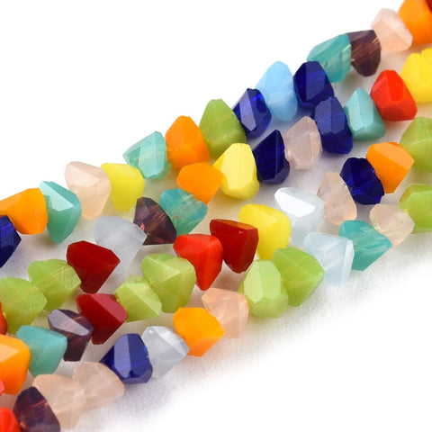 BeadsBalzar Beads & Crafts MIX COLORS (BE8967-A11) (BE8967-X) Opaque Solid Color Glass Beads, Faceted Triangle, 3x2x2mm (1 STR)