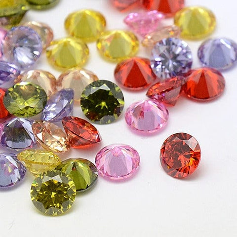 BeadsBalzar Beads & Crafts MIX COLORS (ZR9076-6-M) (ZR9077-5-X) Cubic Zirconia Cabochons, Grade A, Diamond, 5mm (20 PCS)