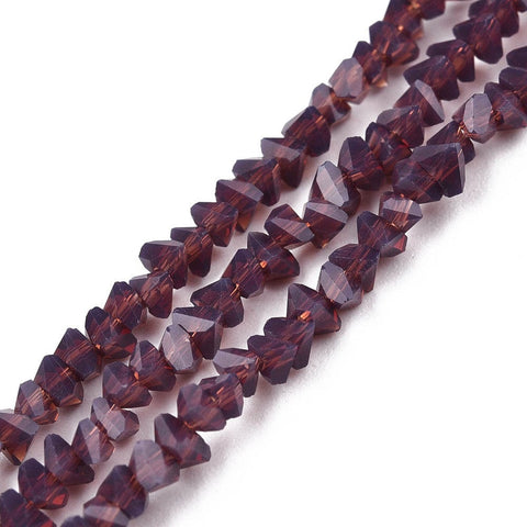 BeadsBalzar Beads & Crafts OLD ROSE (BE8967-A07) (BE8967-X) Opaque Solid Color Glass Beads, Faceted Triangle, 3x2x2mm (1 STR)
