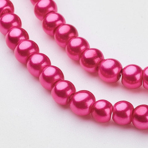 BeadsBalzar Beads & Crafts PALE VIOLET RED (BP1374-B17) (BP1374-X) Glass Pearls 4mm (1 STR)