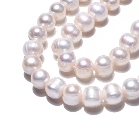 BeadsBalzar Beads & Crafts (PE9088) Natural Cultured Freshwater Pearl Beads Strands, Potato, Seashell Color, 9-12mm (1 STR)