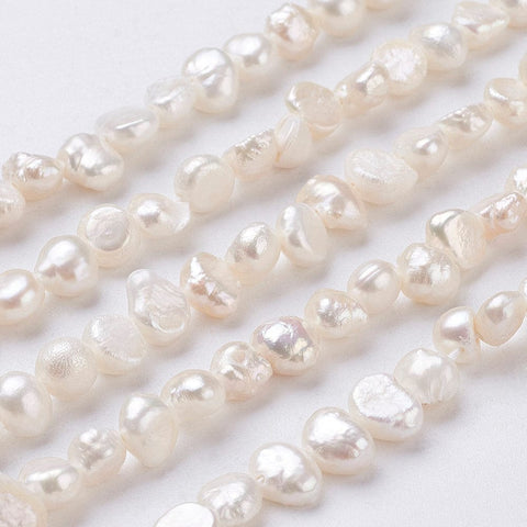 BeadsBalzar Beads & Crafts (PE9116-54) Natural Cultured Freshwater Pearl Beads, Nuggets, Seashell Color, 6~9x5~6x3~4mm (1 STR)