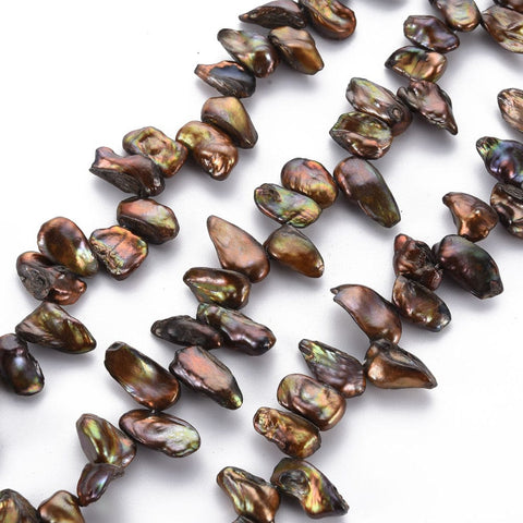 BeadsBalzar Beads & Crafts (PE9138-C) Natural Keshi Pearl Beads, Cultured Freshwater Pearl, Dyed, Nuggets, Peru, 6~23mm (1STR)