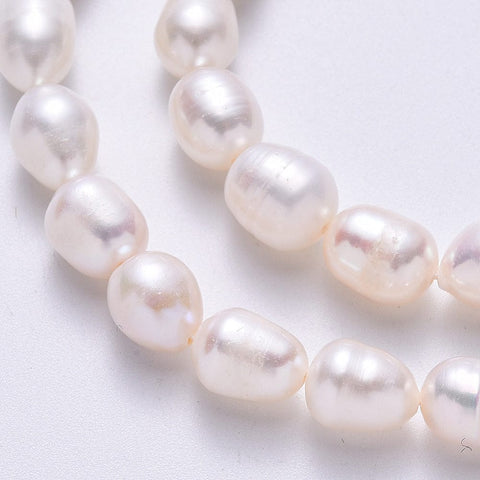 BeadsBalzar Beads & Crafts (PE920) Grade A Freshwater Pearl Beads, Rice, White 8-9MM (1 STR)