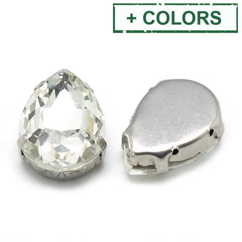 BeadsBalzar Beads & Crafts (RH9178-X) Sew on Glass Rhinestone, Faceted, Drop, 14x10x6mm (10 PCS)