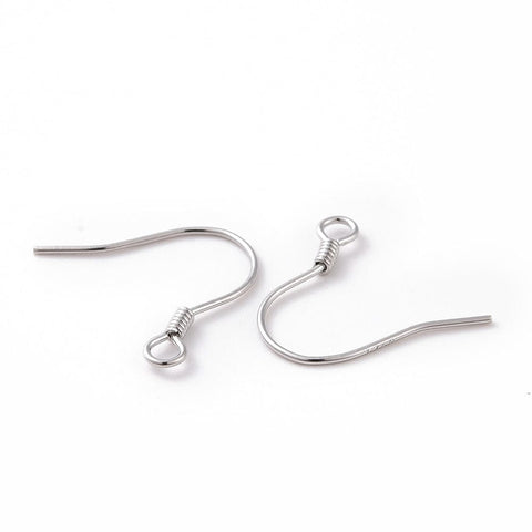 BeadsBalzar Beads & Crafts Rhodium Plated 925 Sterling Silver Earring Hooks, 15.5x15.4mm
