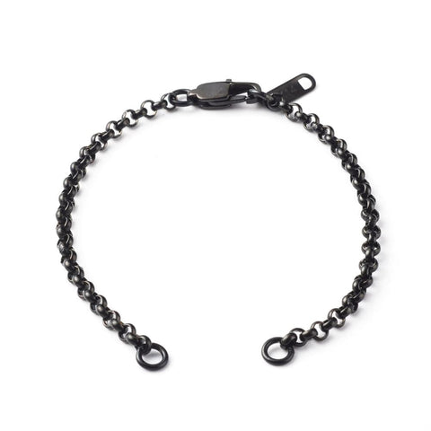 BeadsBalzar Beads & Crafts (SB8829-02) 304 Stainless Steel Rolo Chain Bracelets Electrophoresis Black (1 PC)